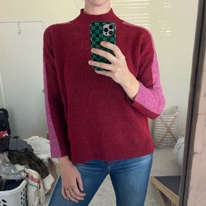 heartloom mock neck racing stripe sweater